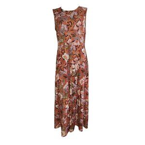 Chelsea Taylor Dress Womens Size 12 Orange Hawaiian Floral Tropical Vacation